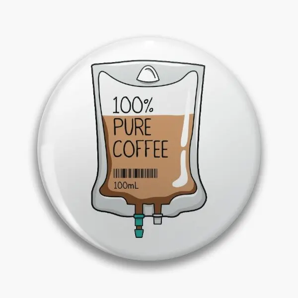 100 Pure Coffee Iv Bag For Medical And  Soft Button Pin Brooch Lapel Pin Lover Hat Cute Badge Gift Cartoon Decor Collar Clothes