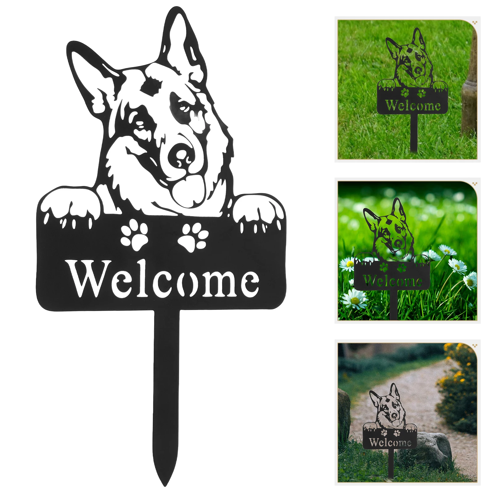 

German Shepherd Garden Decoration Dog Yard Art Stake Double Sided Removable Reusable Garden Lawn Ornament Outdoor Decor
