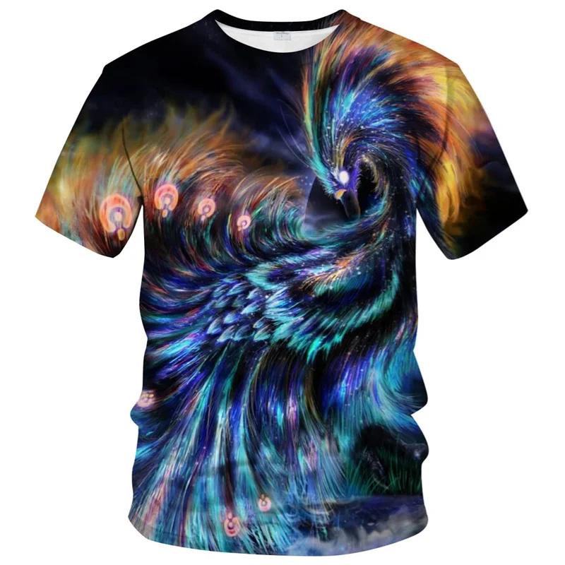 Phoenix Graphic T Shirt for Men Clothing 3D Printing Tie Dye T-shirt Summer Casual O Neck Short Sleeve Womens Clothing Kids Tops