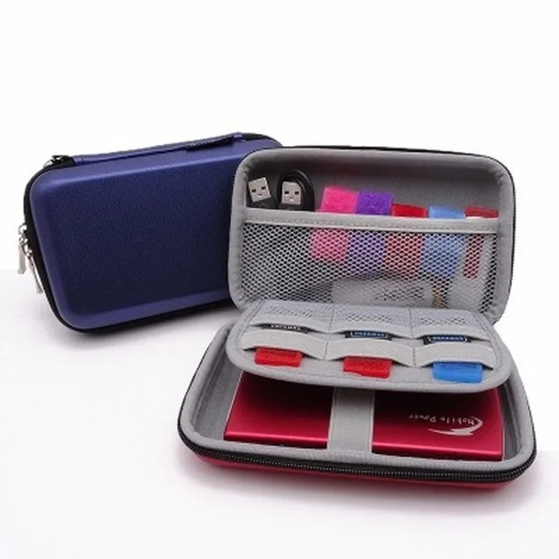 Portable Hard Drive Protective Cover EVA Material Power Bank USB Cable Charger Storage Bag Zipper Bag