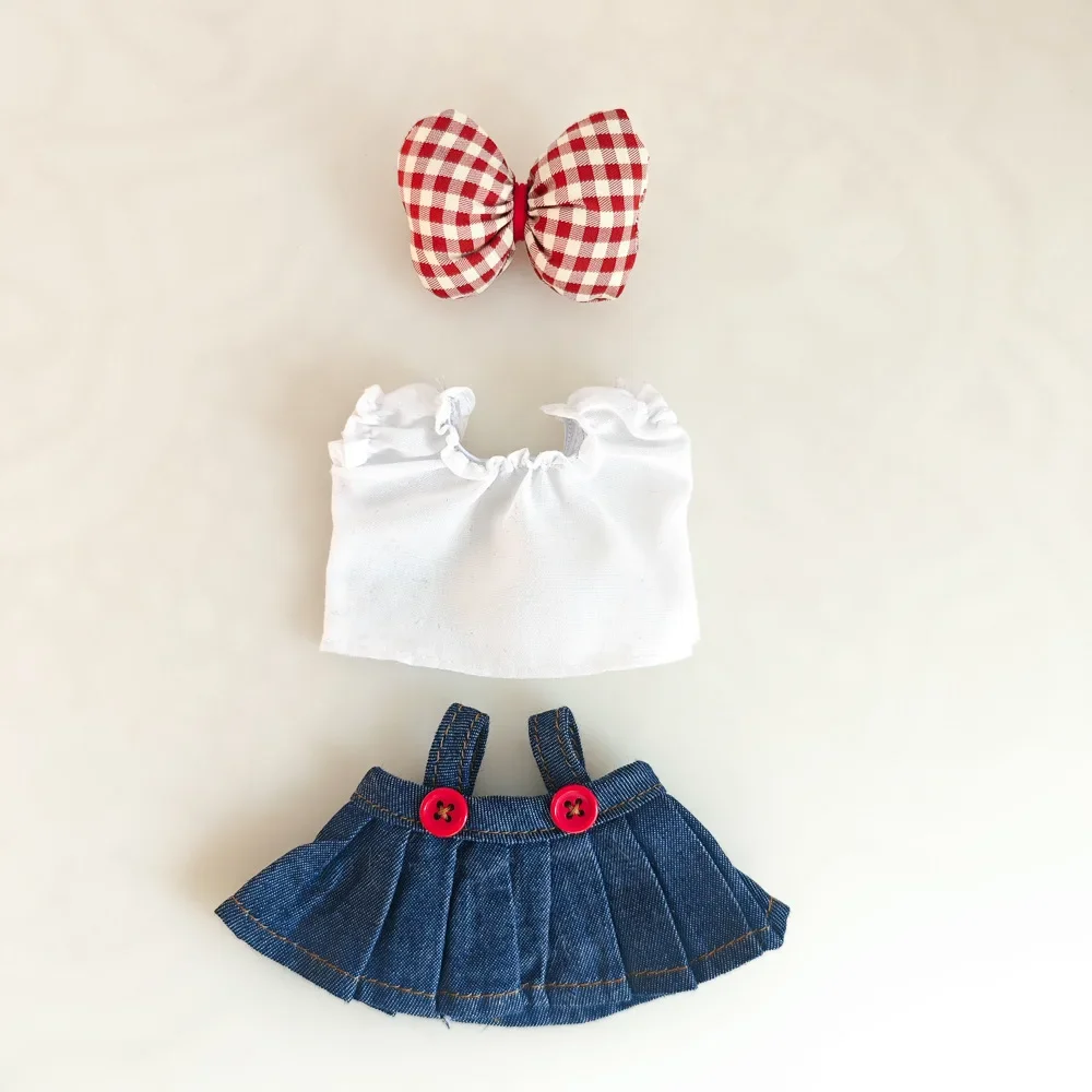 Cothes  17cm Mini Plush Doll'S Clothes Outfit Accessories for Korea Kpop Exo Labubu Idol V1 V2 Strap Skirt Set Clothing Gift