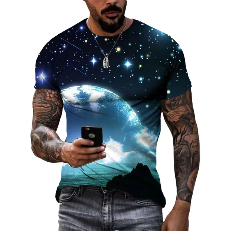 Fashion Unisex Starry Sky graphic t shirts Summer Casual Men 3D Printed streetwear Hip Hop Personality Short Sleeve Tees Tops