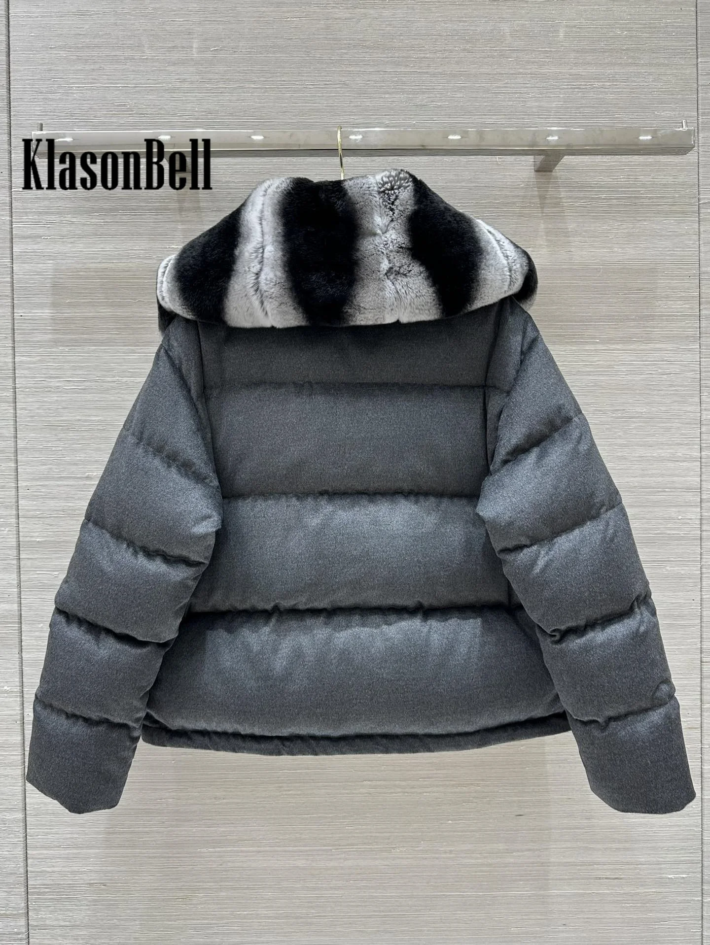 11.28 KlasonBell Luxury Totoro Fur Detachable Wool Silk Goose Down Jacket Autumn Thick Keep Warm Zipper Short Outerwear Women