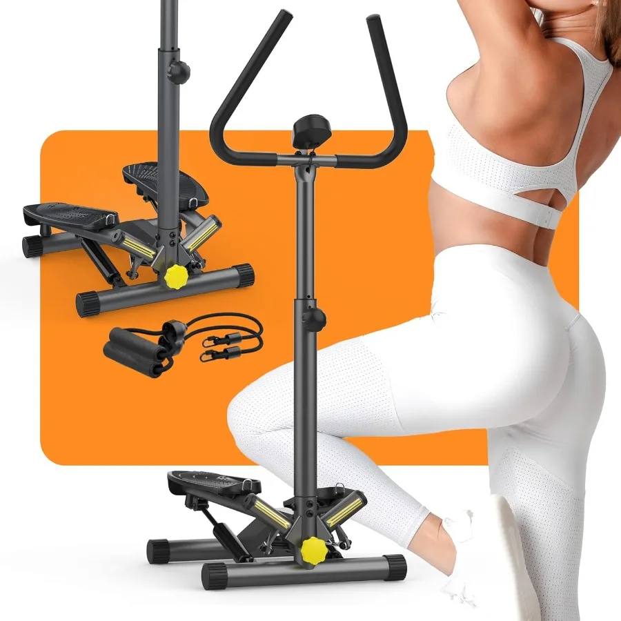 

Stepper Machine with Resistance Bands Mini Stepper with 300LBS Weight Capacity Twist Stepper for Full Body Workout Adjustable S