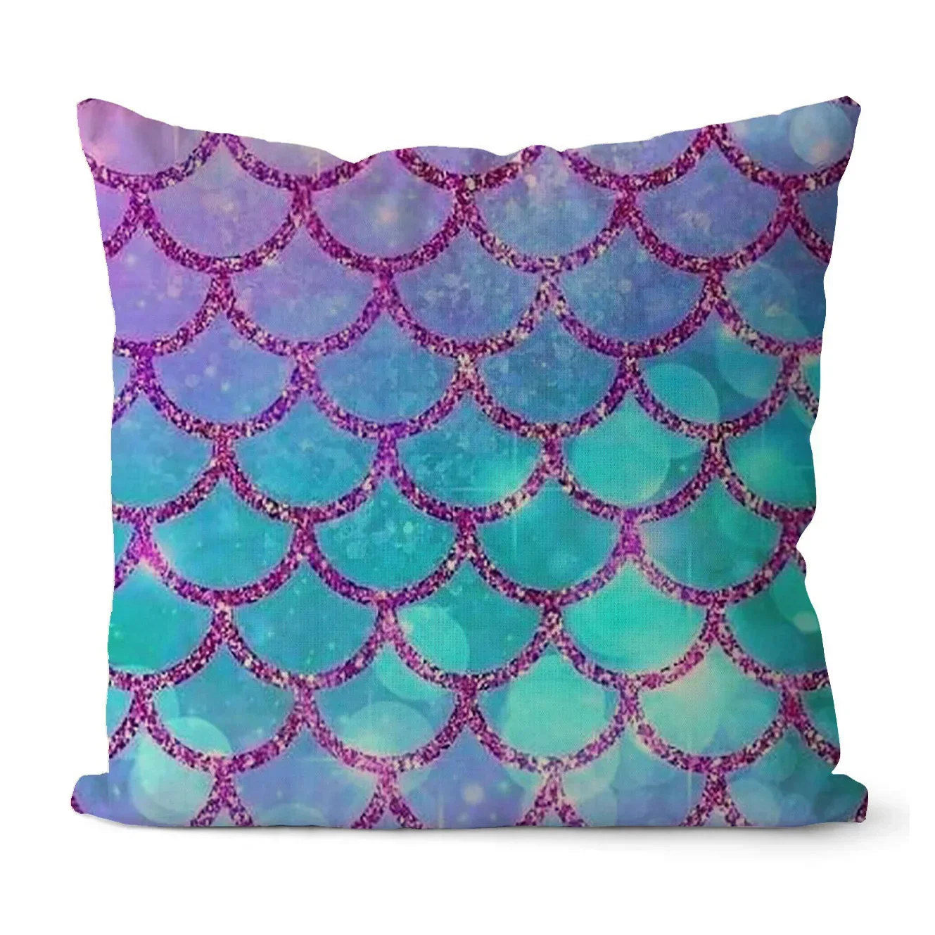 1pcs/SET Mermaid Scales Cushion Cover Linen Colorful Fairy Fish Tail Square Pillow Covers Waist Cushion Case For Bed Sofa Car