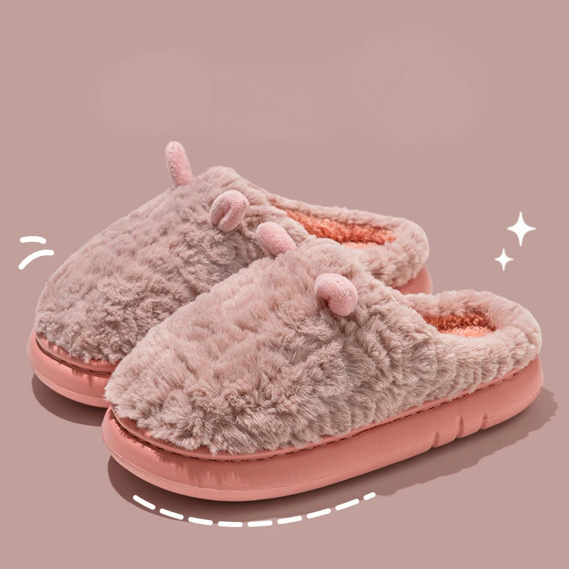 

Хлопковые тапочки для женщин на осень и зиму, домашние теплые плюшевые тапочки на толстой подошве для мужчин