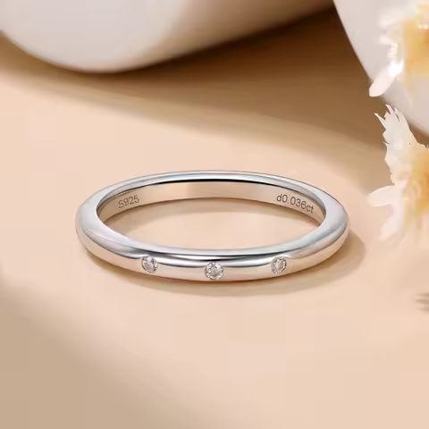 M-JAJA 100% S925 Sterling Silver Moissanite Wedding Band for Women 18K Gold Plated Diamond Engagement Ring Fine Jewelry Gifts