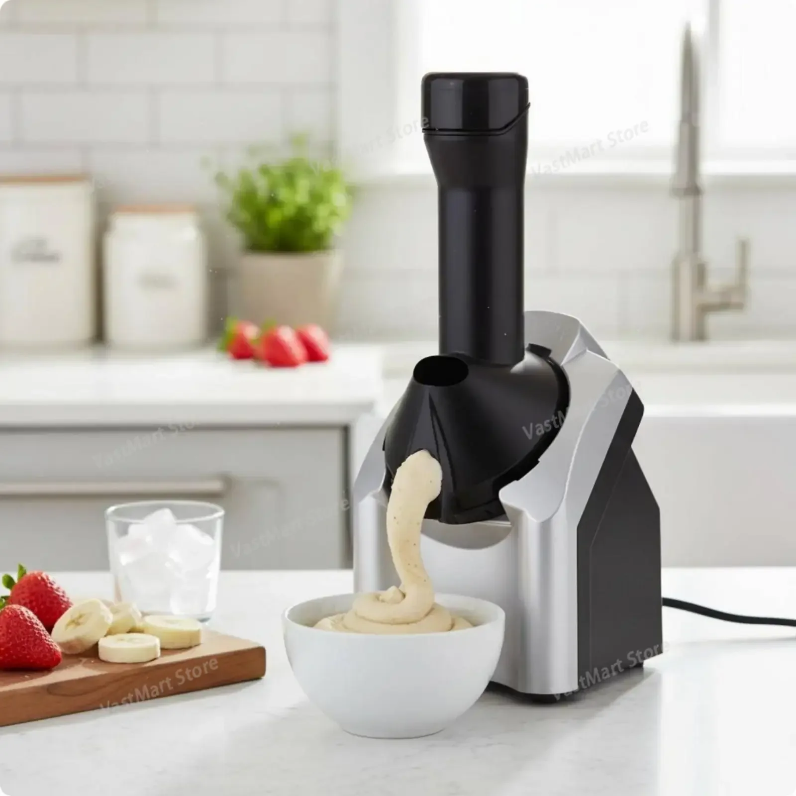 Household Automatic Ice Cream Maker, Electric Dessert Machine for Frozen Yogurt Gelato Sorbet, BPA-Free Easy Clean