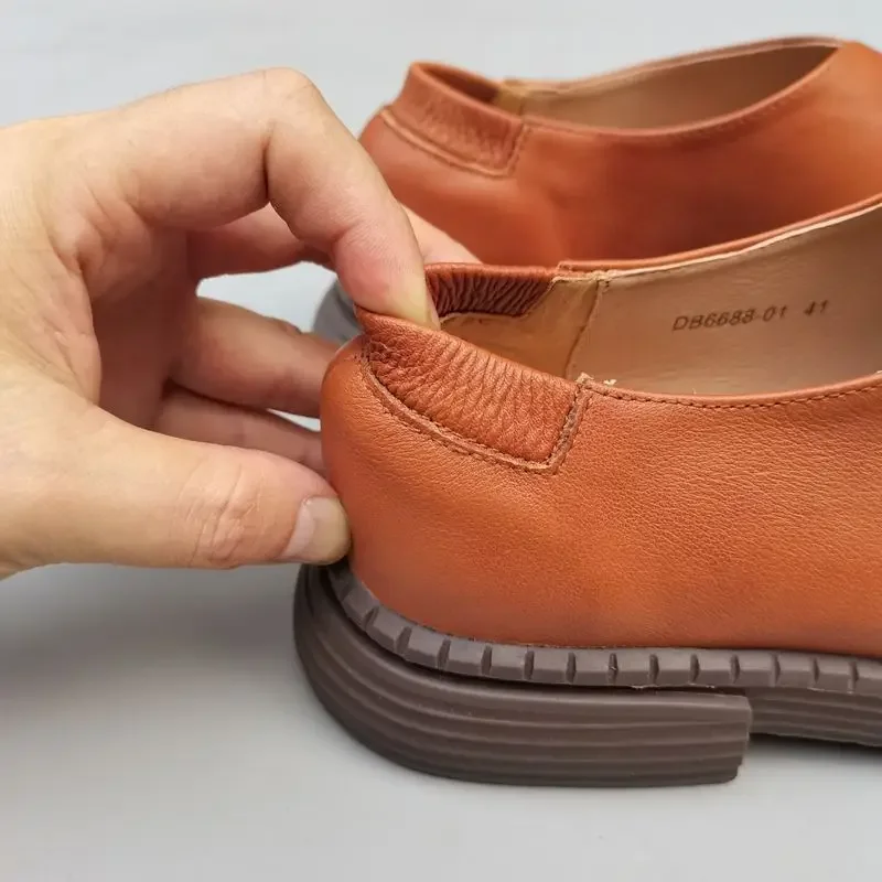 Careaymade-mocassins en cuir véritable chaussures pour hommes bout rond sans lacet chaussures plates résistant à l'usure respirant couleur unie chaussures pour hommes faites à la main