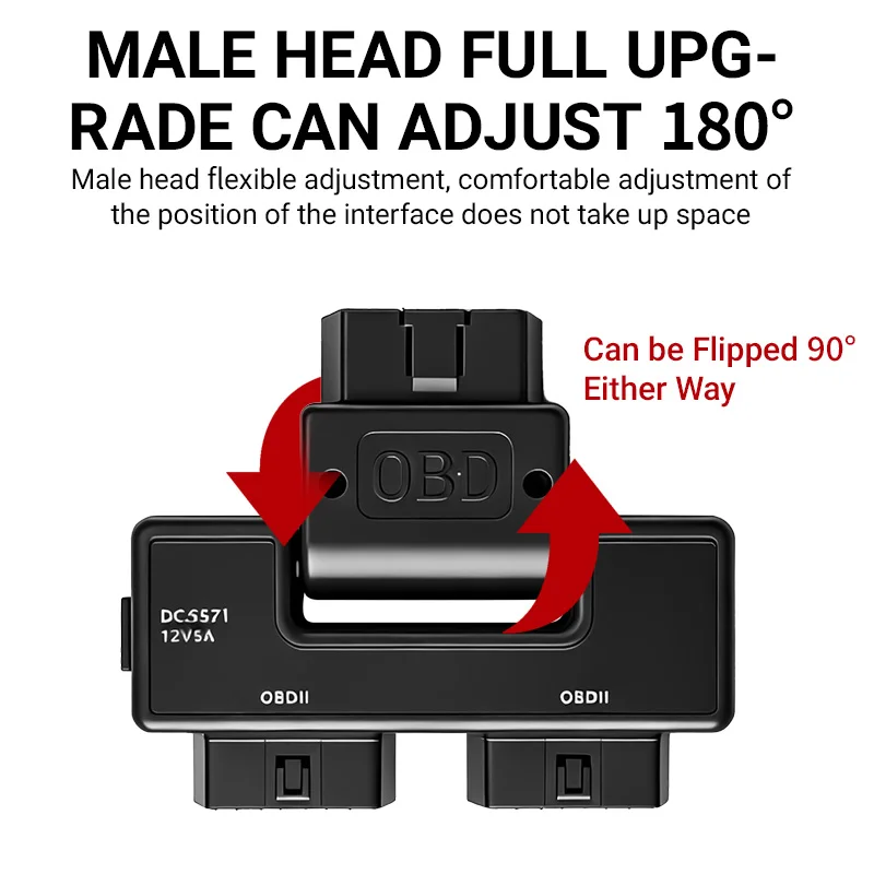 OBD2 Two-way Adapter Cable for Extending The OBD Connection in The Car, 16-pin Core Splitter, One-way Three-way Connector