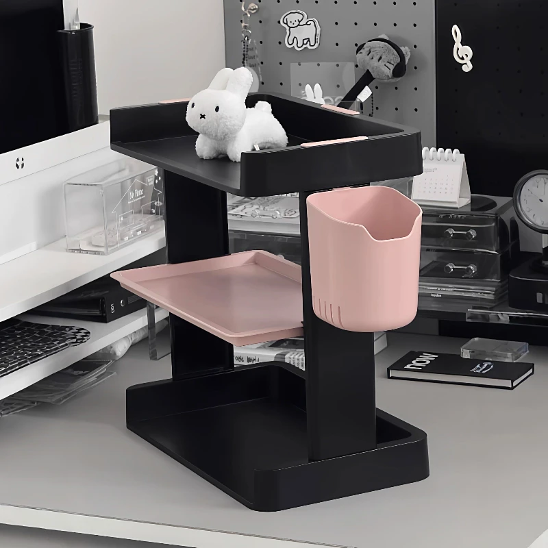 Ins Multi-Layer Desktop Storage Rack Stationery Book Shelf Organizer Student Dormitory Action Figure Storage Rack Dolls Decor