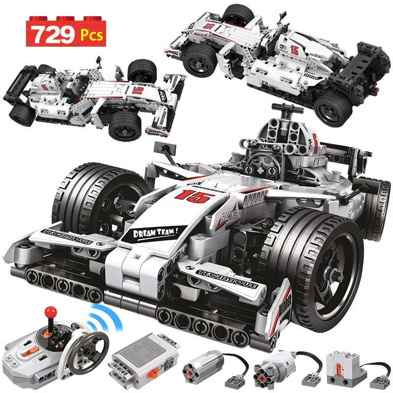 729PCS City Remote Control Car Building Blocks RC Racing Car Electric Bricks Enlightenment Toy For Children