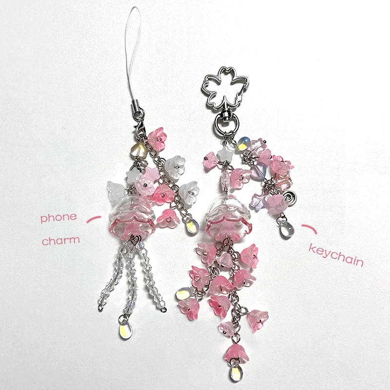 1PC Breloque de téléphone Fairy Core, Cadeau mignon pour fille, Porte-clés Muguet et Méduse - Design mignon et tendance