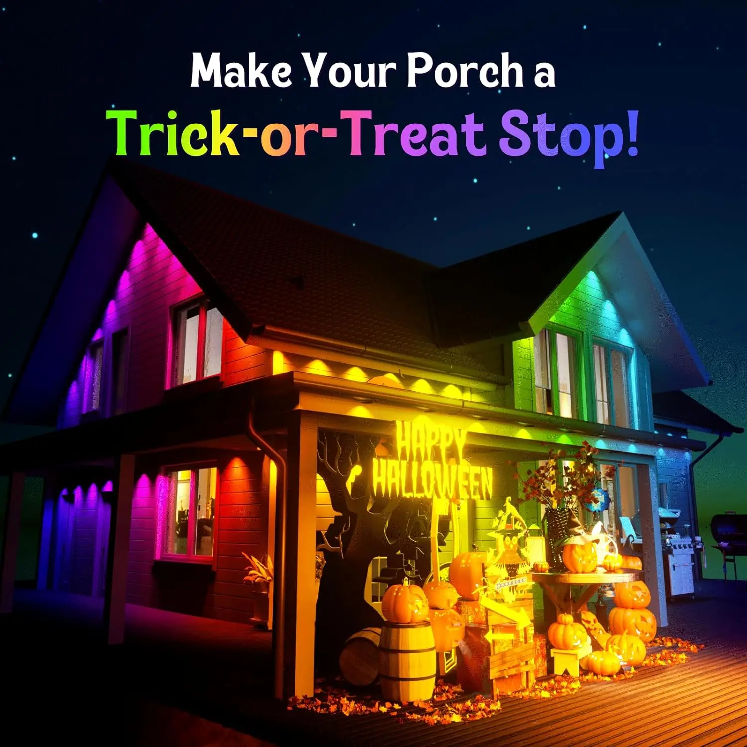 MIMI RGB أضواء خارجية دائمة IP67 أضواء LED مقاومة للماء أضواء الطنف لتقوم بها بنفسك أوضاع المشهد لديكور الهالوين والعطلات #5