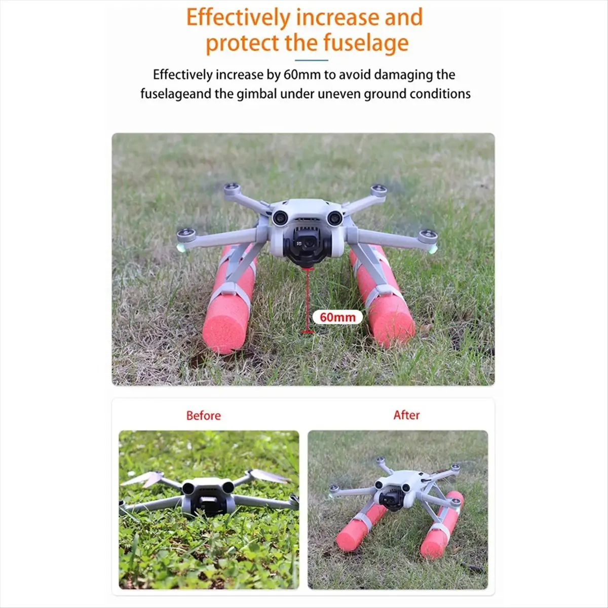 popop Landing Skid Float Kit Expansion for DJI Mini 4 Pro/Mini 3 PRO/Mini3 Drone Water Landing Gear on Water Training Gear