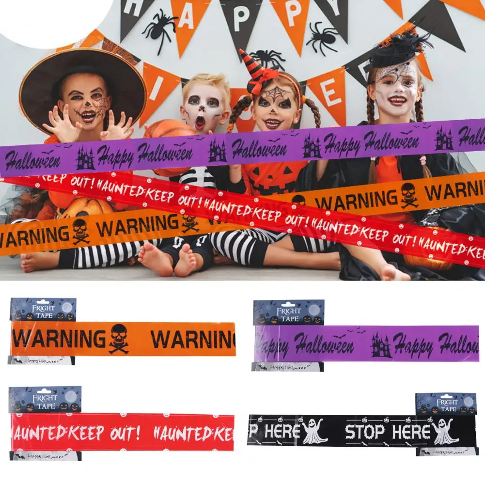 Halloween-themed Warning Tape Spooky Halloween Warning Tape Props Set for Door Window Yard Decoration Plastic Skull Head for A