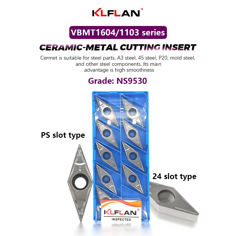 

VBMT160404-PS VBMT110302-24 Ceramic Finish Turning Rhombic Turning Insert External Turning Semi-Finish CNC lathe cutting tools
