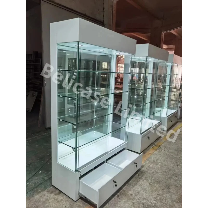 (Kunden spezifisch) High-End-Vitrinen Schmuck Vitrine moderne maßge schneiderte Glas Vitrine Schmuck Vitrine