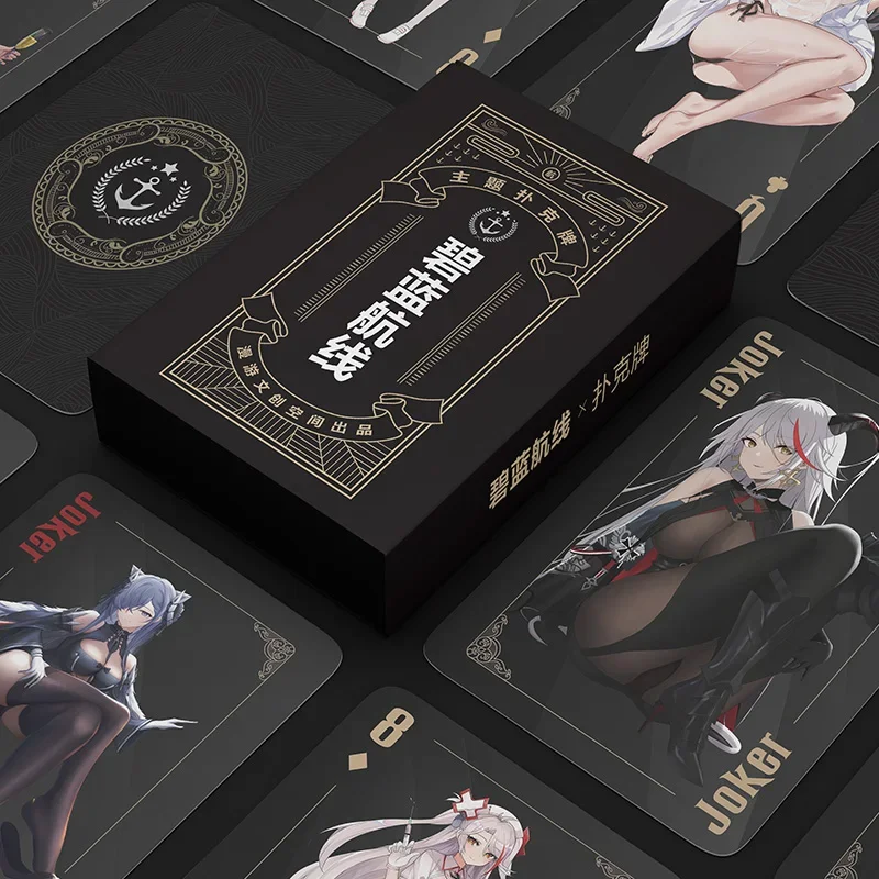 55 Lenzuola Gioco Anime Azur Lane Creativo Poker Carta da gioco multiuso Lupo mannaro Mahjong 2 Gioco da tavolo Puntelli per feste