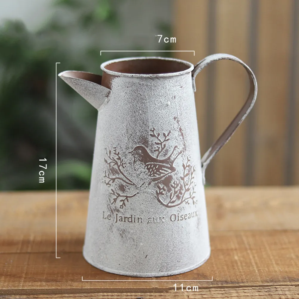 Seau en métal vintage pour arrangement floral, pour la maison, le balcon, le bureau, le jardin, vase rétro classique, pot de décoration de bureau