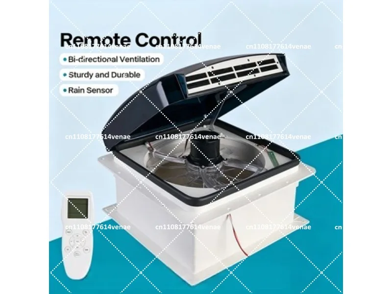 12V RV Roof Ventilation Fan with Remote Control, Rain Sensor, 10-Speed, 36x36cm Two-Way Exhaust Fan
