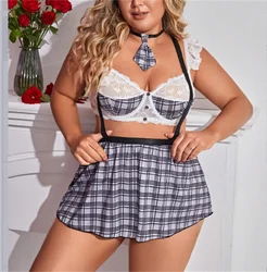 Wholesale Women's Plus Size Two Pieces Roleplay student Lingerie Dress Adult Lady Large Size Cosplay Schoolgirl Clothes Fliter