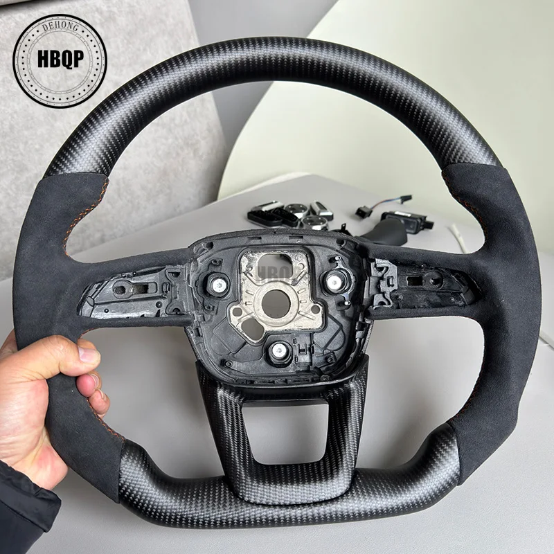 Steering Wheel For Audi A6 C8 A7 E-Tron Is Made Of Alcantara Material And Comes With Buttons And Shift Paddles Car Accessory