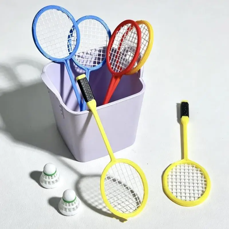 3Pcs/set Miniature Scene Ornament Mini Dollhouse Sports Badminton With Racket Model DIY Decoration For Doll Accessories