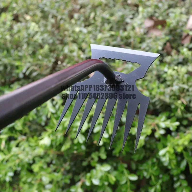 Metal Weed Cleaning Shovel 2 In 1 Garden Rake Stainless Steel 5/6/8/11 Teeth Dual Headed Weeding Tool For Gardening Weeding Tool