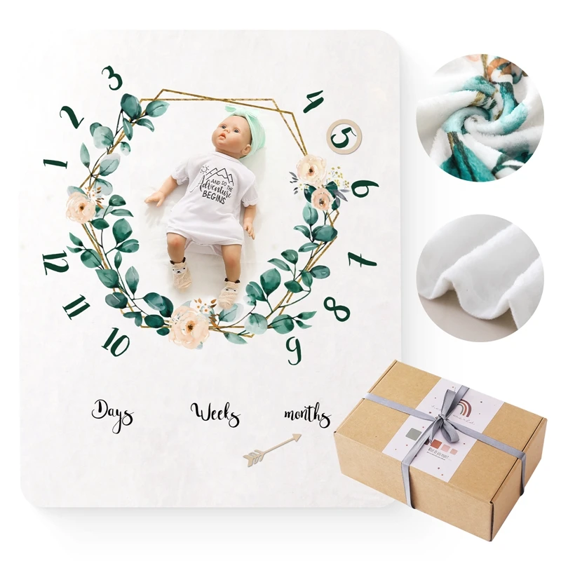 Baby Monthly Blanket Photography Accessories Growth Milestone Card for Milestone Rug Infant Photography Props Background Cloth