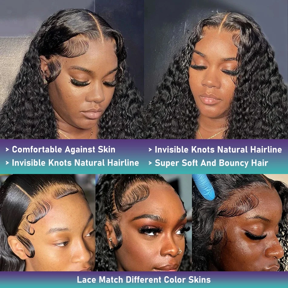 13x6 Water Wave Transparent Lace Front Human Hair Wig Loose Deep Wave Wigs Human Hair #1B Brazilian Curly 13x4 Wig For Women