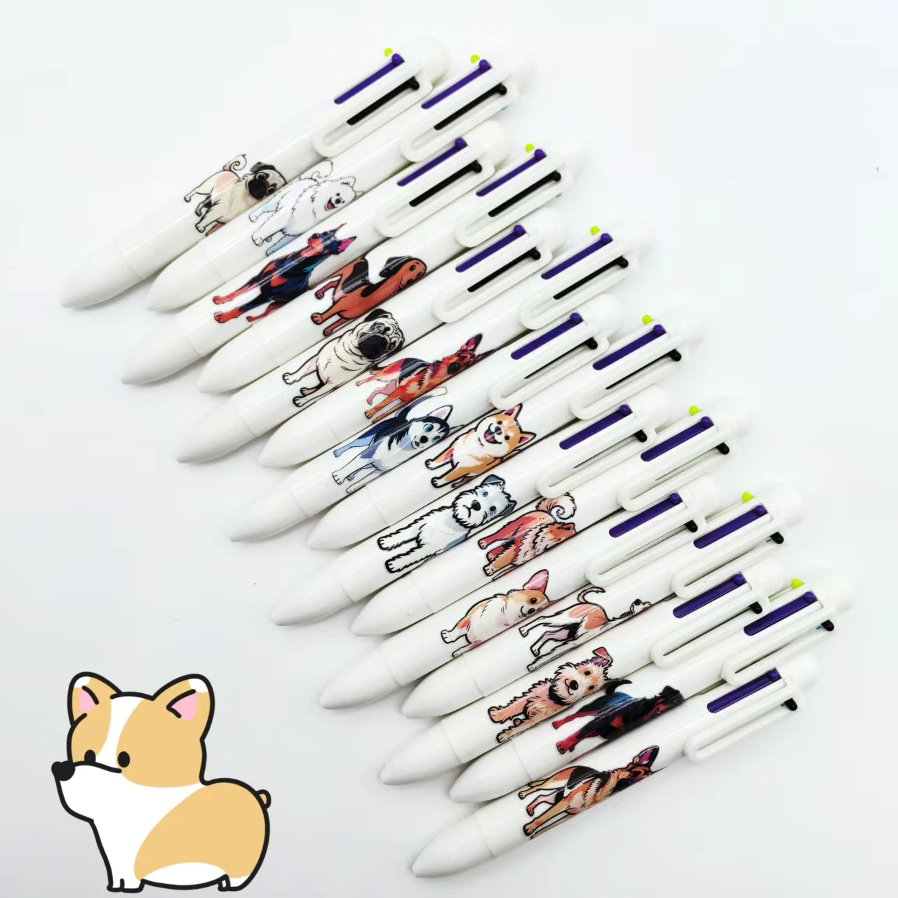 

8 шт./15 шт. шариковая ручка с рисунком собаки, овчарка корги, шариковая ручка шести в форме щенка, офисные канцелярские принадлежности