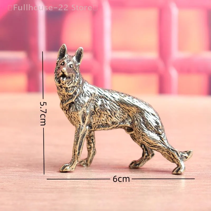 【MAX-22】Vintage Copper Lucky Dog Miniatures Figurines Desktop Small Ornaments Brass Wolf Tea Pets Home Decorations