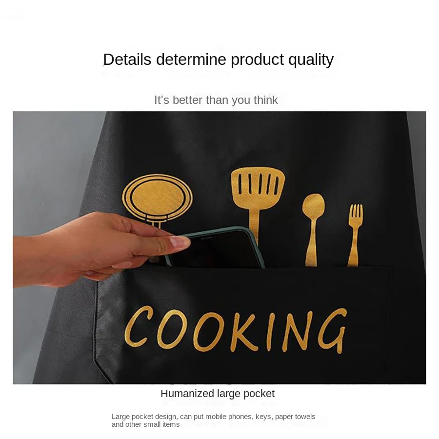 Apron for Home Kitchen Waterproof and Oil-Proof Adult Male and Female Couple Style Cooking Work Clothes Light and Thin