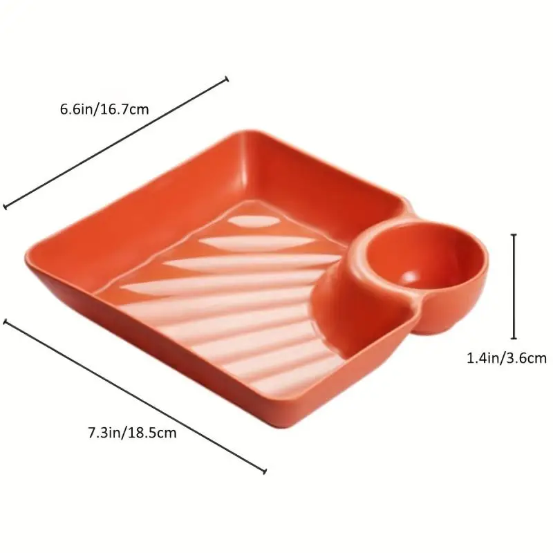 Plastic Dumpling Plates with Sauce Compartment Square Serving Plates with Sauce Holder Serving Platter Tray for Party Chips