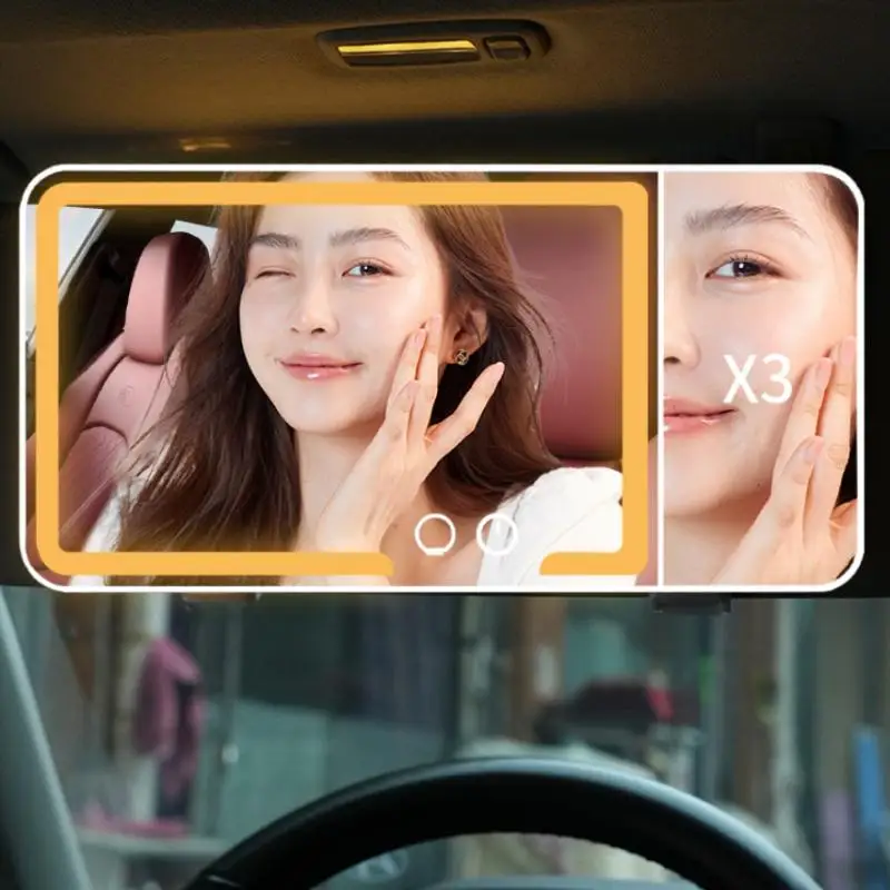 

Mini Car Interior Makeup Mirrors Sun Visor Plate LED Mirror For Girls Women Rechargeable Fill Light Universal Vanity Mirror