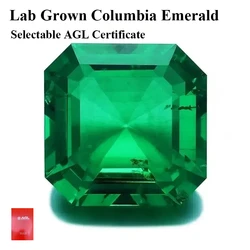 Lab Grown Colombia Emerald Asscher Cut Hydrothermal Emeralds Gemstone for Diy Jewelry Making Material Selectable AGL Certificate