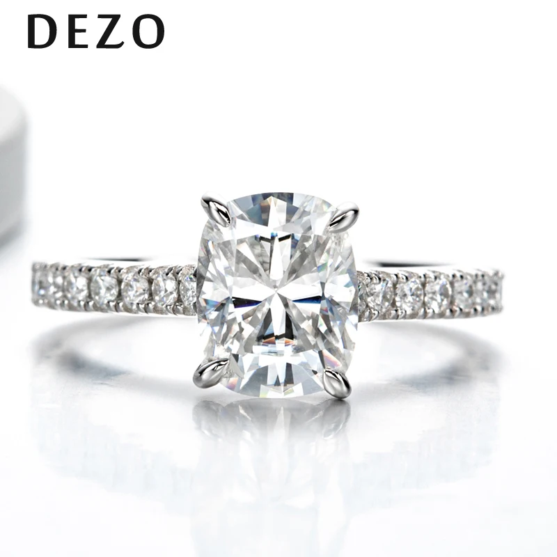 

DEZO Luxury Total 4.6ct Elongated Cushion Cut Moissanite Enagement Rings For Women D Color VVS 925 Sterling Silver Jewerly Gifts