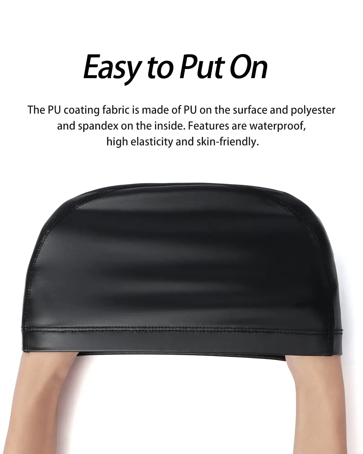 Bonnet de natation en PU à haute élasticité pour hommes et femmes, taille libre, chapeau de piscine, écharpe de sauna en nylon, bonnet de sport de natation pour adultes, cheveux longs