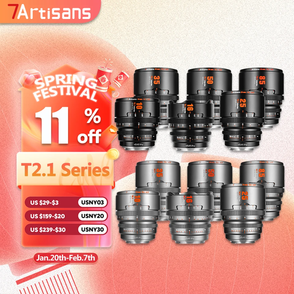 7artisans S35 Frame 10/16/25/35/50/85mm T2.1 Hope Prime Cine Lens Compatible with FX30 RED GH9 GH5 XT5 XT4 XT50 A7M4 A7R5 RF