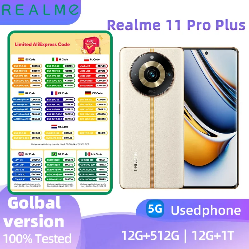 Realme 11 Pro Plus 5G Global version Mtk Dimensity 7050 6nm CPU 6.7