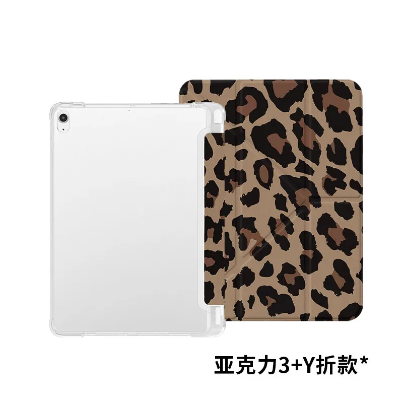 Fashion Simple Leopard Print Y2K Tablet Cover For iPad Pro 13 11th M5 M4 12.9 A16 8 7 9th 10th Air 11 M2 M3 Mini 3Y-Fold Case