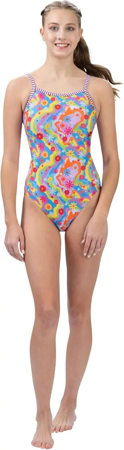 

Luxy Trio One Piece Swimsuit - Athletic Practice Swimwear for Training, Sports, and Fitness