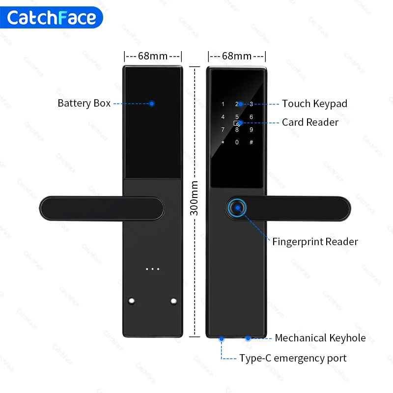 Bluetooth Fingerprint Door Lock TTLock App Code Card Key Touch Screen Smart Door Lock Security Digital Electronic Lock For Home