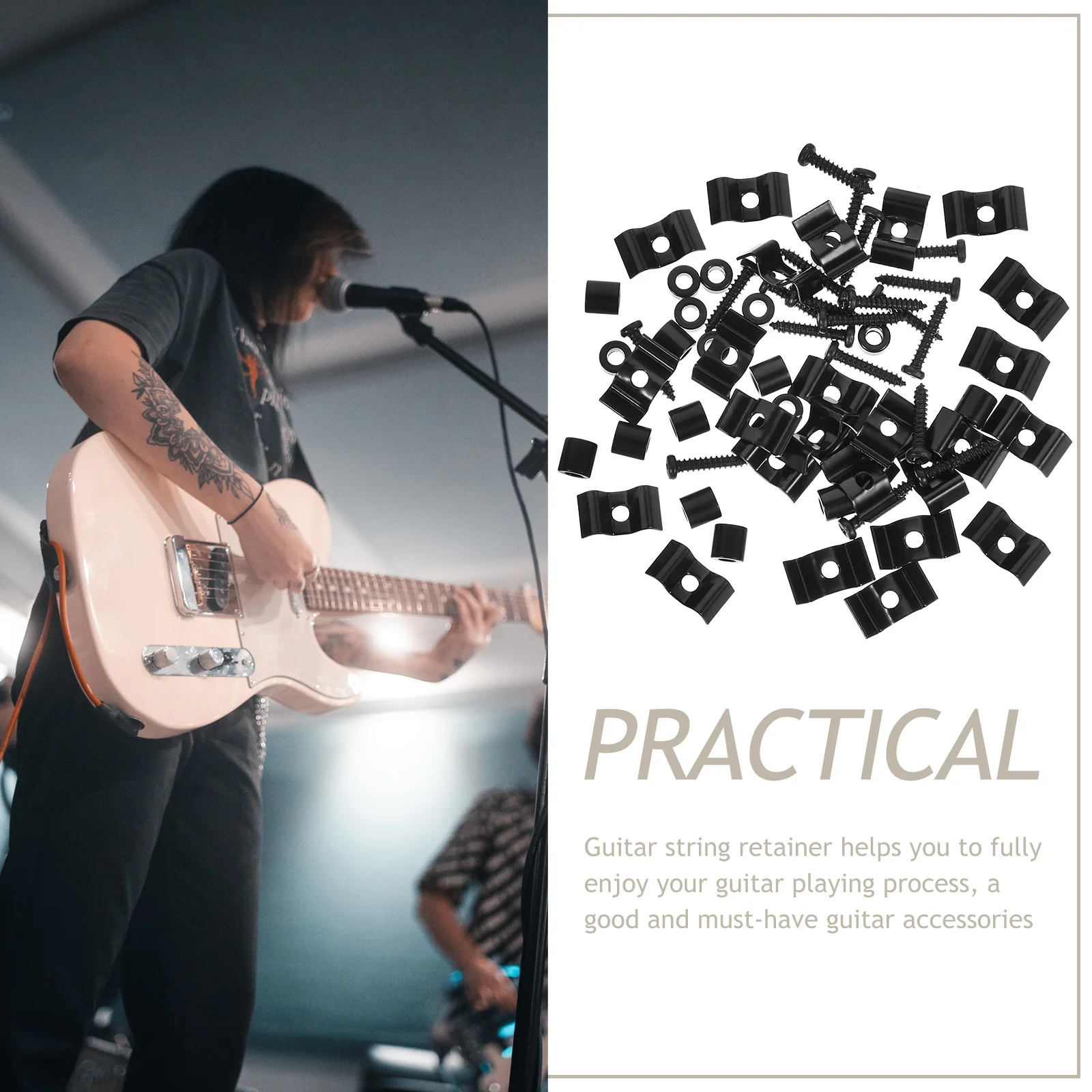 

10 set Guitar String Retainer Metal Electric Guitar Parts Tension Bar For Stable String Fixing Headstock Retainer Musical