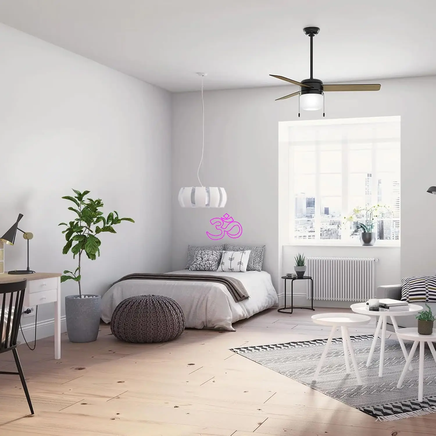 OM Neon Wall Signหรี่แสงได้-สัญลักษณ์ฮินดูภายในสันติภาพ-ไฟสําหรับห้องนอนตกแต่งบ้านสุนทรียศาสตร์วาดของขวัญวันเกิด