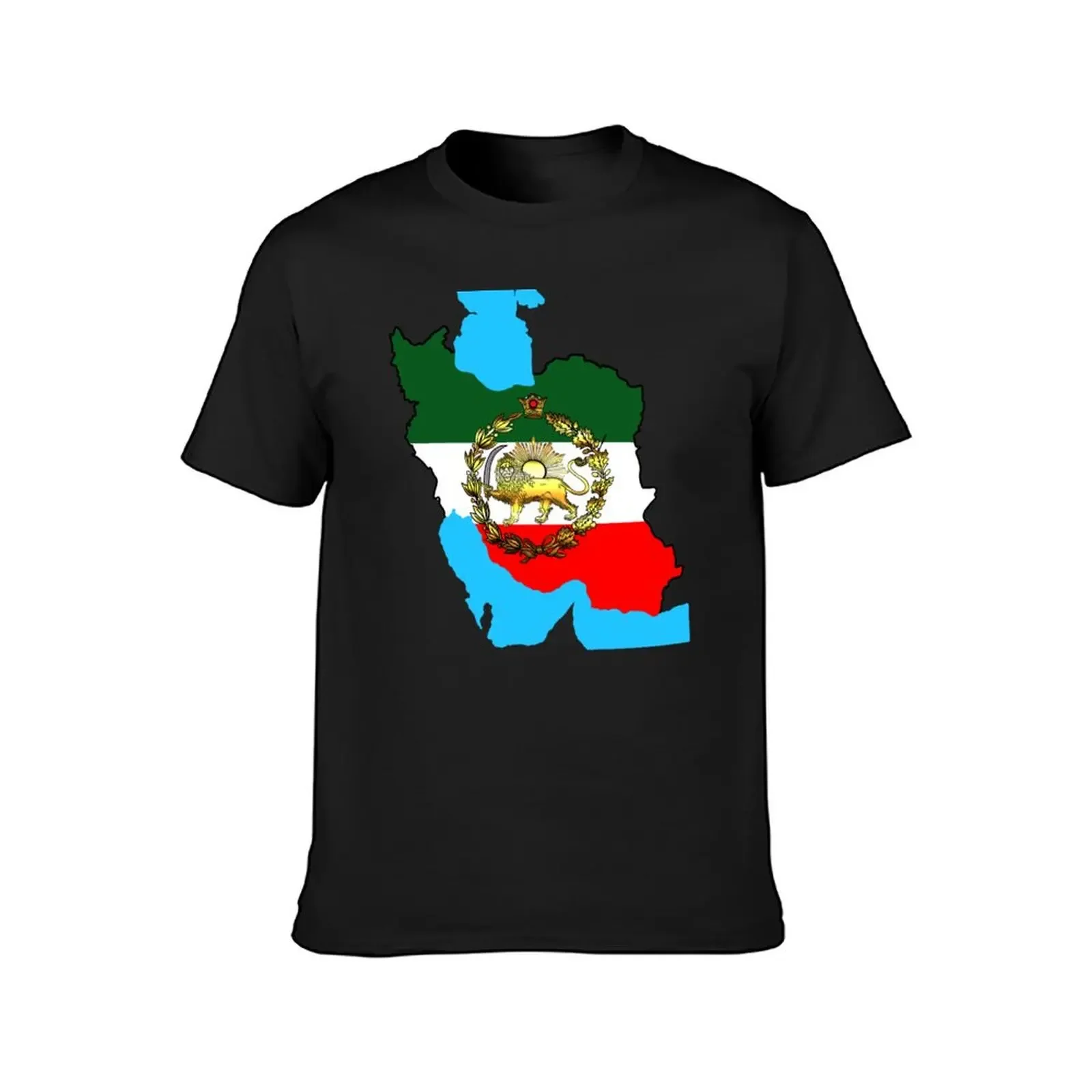 Iran Pahlavi flag and map with golden lion T-Shirt Aesthetic clothing shirts graphic tee cute clothes plain shirts men graphic