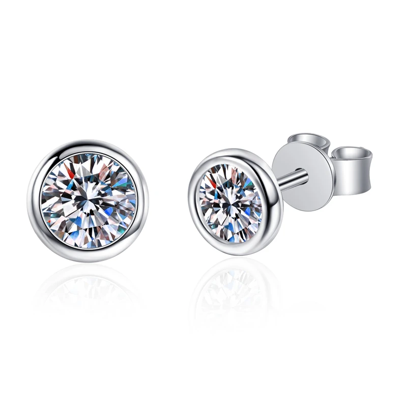 

Ourfuno Delicate Round Moissanite Earrings For Women Minimalist 925 Sterling Silver Stud Earrings Party Wedding Jewelry Gift