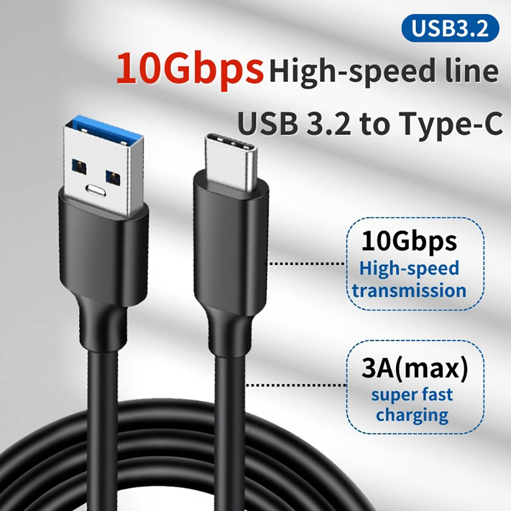 Câble de charge rapide USB 3.0 vers USB C, transfert de données USB 3.2 10 Gbps, cordon pour disque dur SSD, charge rapide 60W 3A, câble USB vers Type C