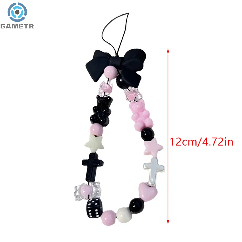 Y 2K Strik Telefoonketting Sweet Cool Kralen Hanger Oortelefoon Case Charme Anti-Verloren Lanyard Polsband Tas Decor